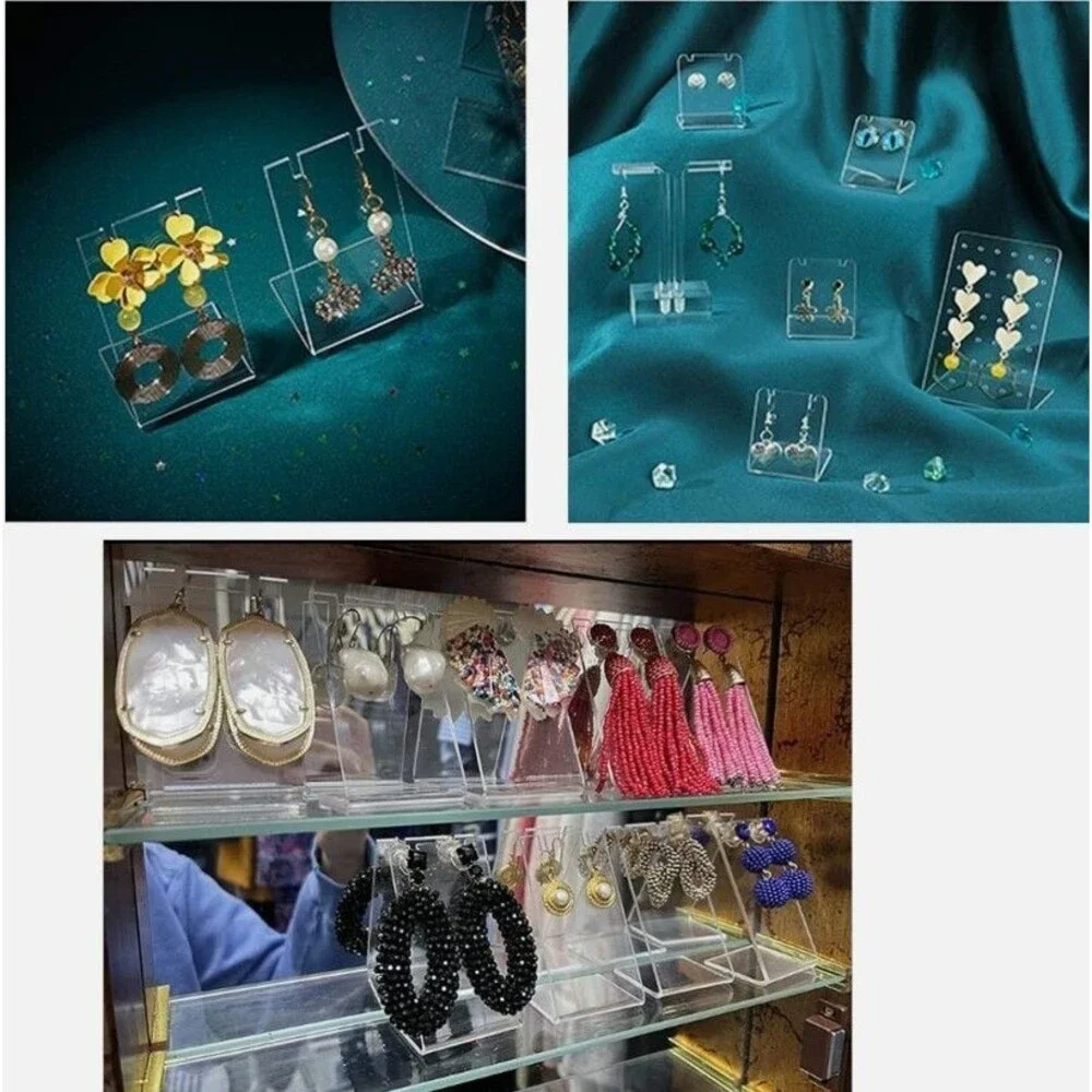 NEW - 6Pcs Acrylic Earring Holder Single Pair L-Shape Jewelry Displays S
